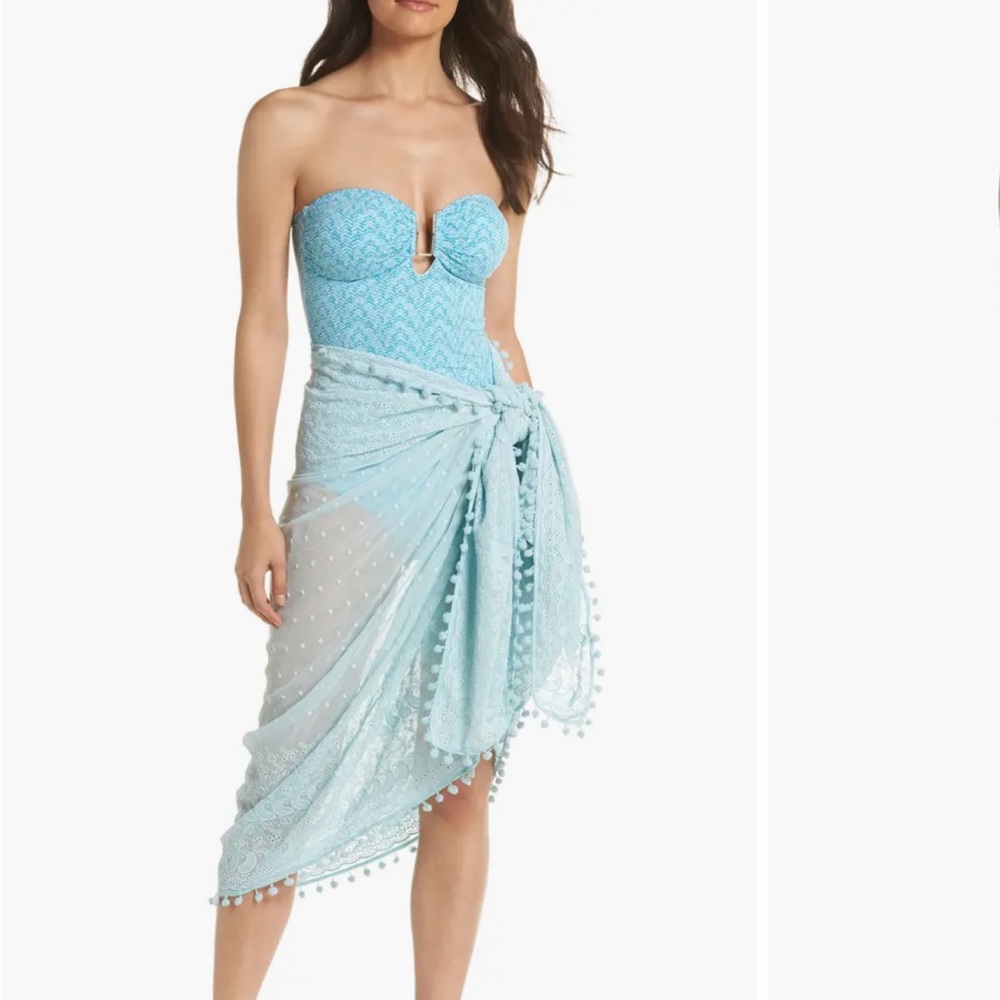 Melissa Odabash pareo embroidered Celeste sheer, beautiful light blue color